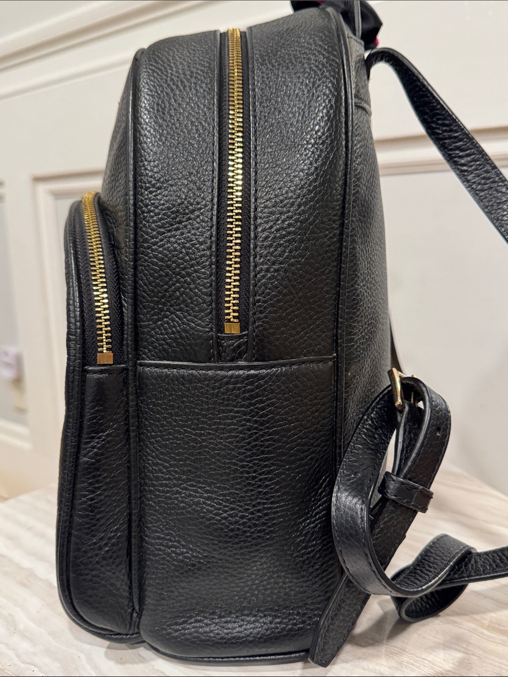 Michael Kors Bag Abbey Black Pebbled Leather Small Backpack - Picture 5 of 17